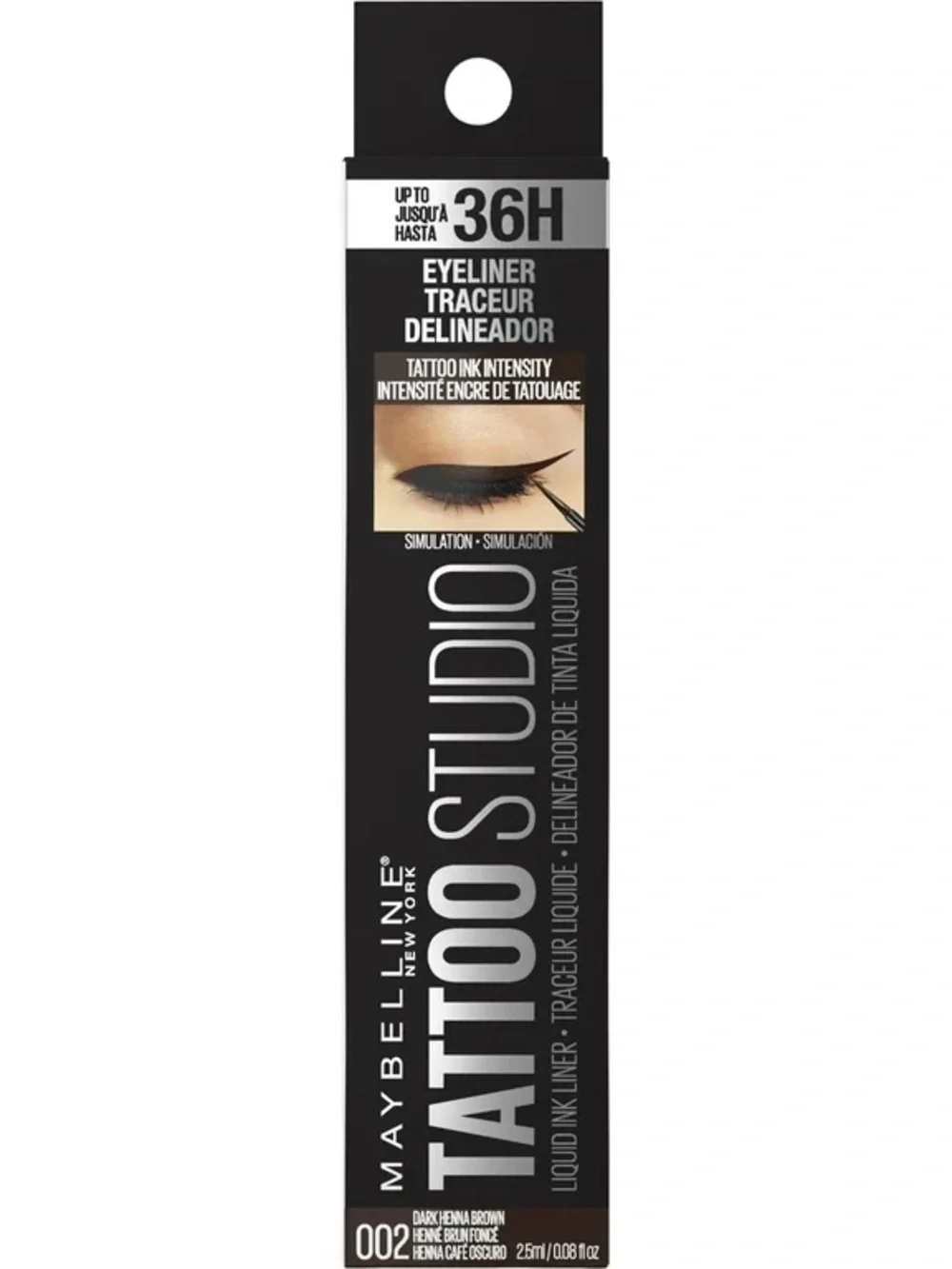 Maybelline Tattoo Studio Liquid Ink Eyeliner - Dark Henna Brown, NEW